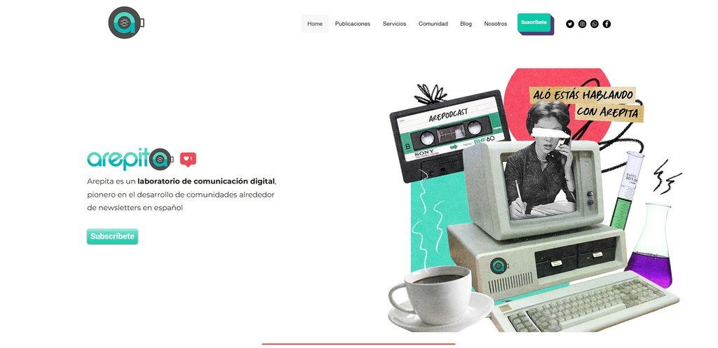 Screenshot of the Arepita website