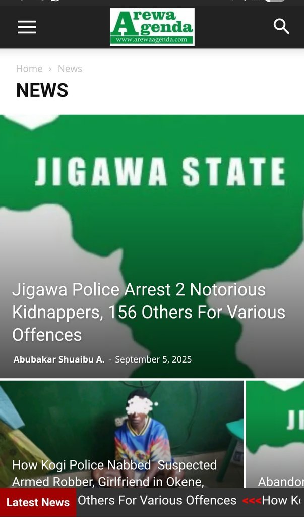 Screenshot of the Arewa Agenda website