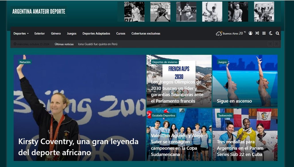 Screenshot of the Argentina Amateur Deporte website