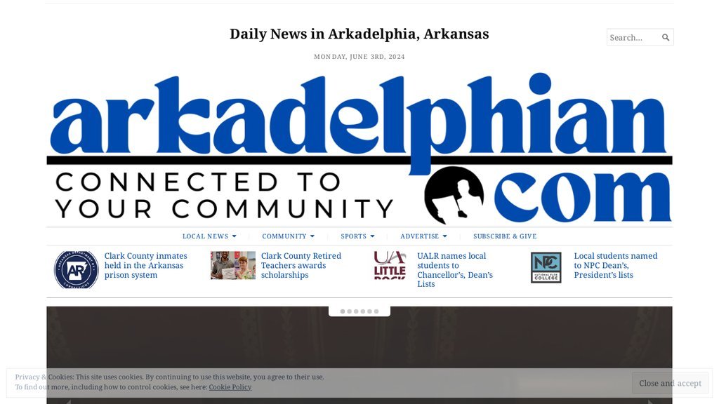 Screenshot of the Arkadelphian, The website