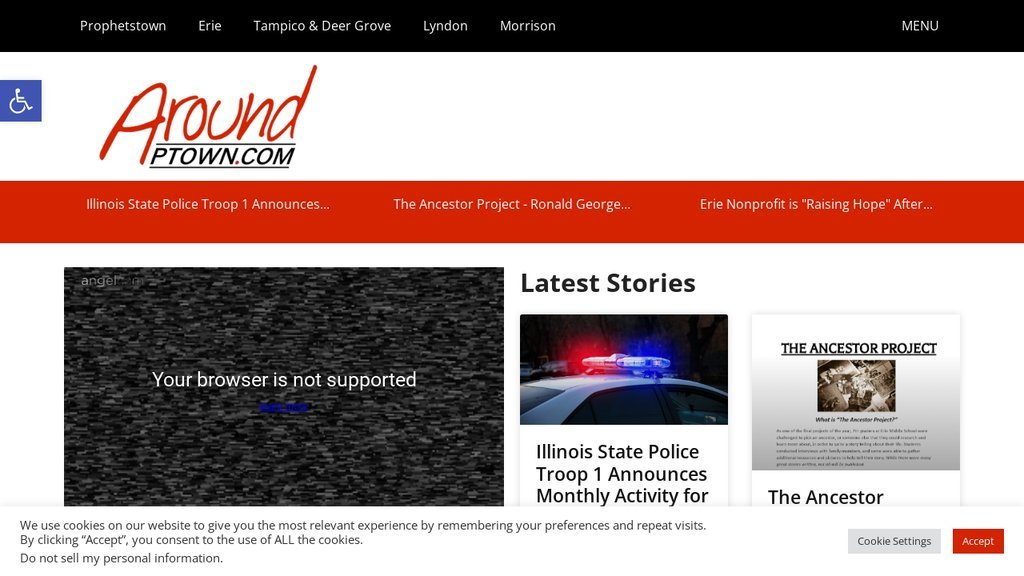Screenshot of the Aroundptown.com website