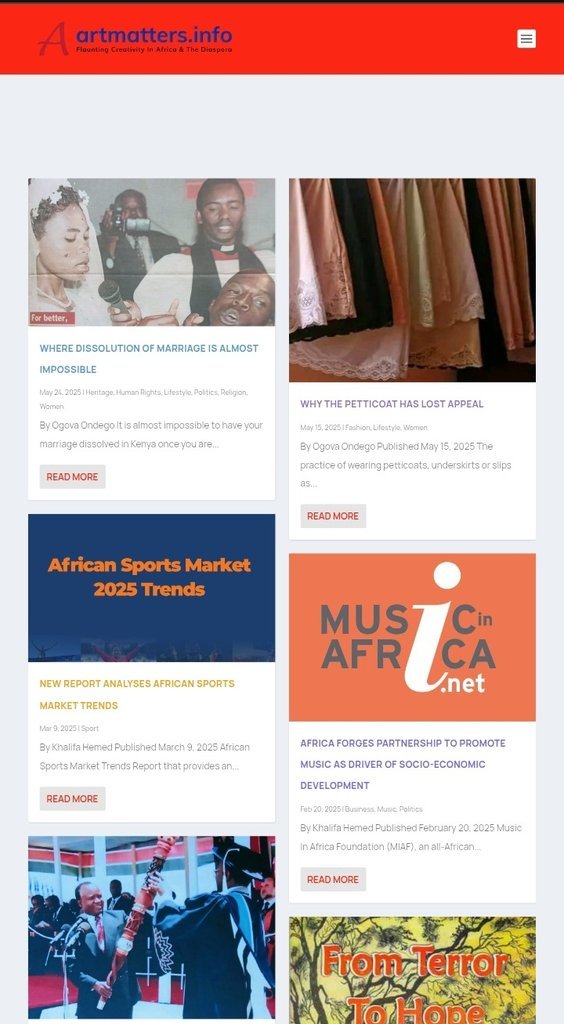 Screenshot of the ArtMatters.Info website