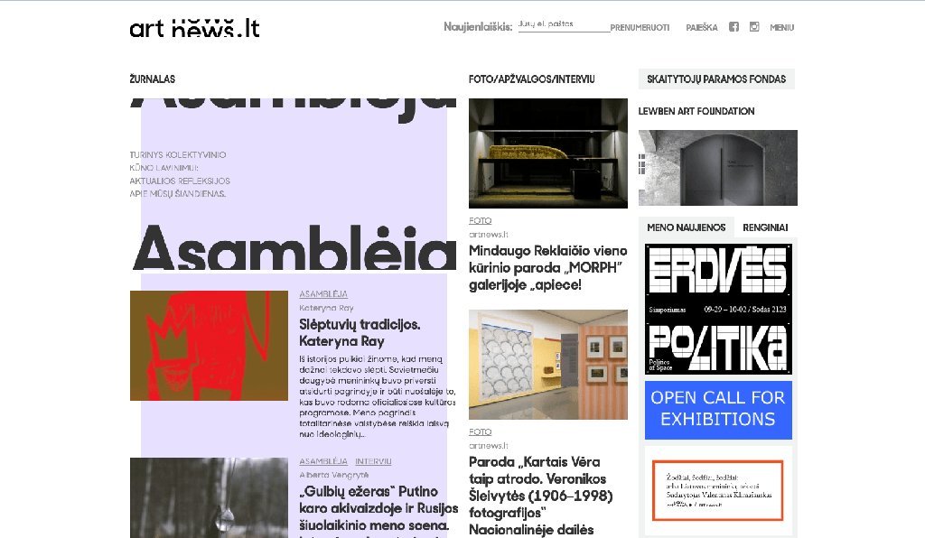 Screenshot of the Artnews.lt website