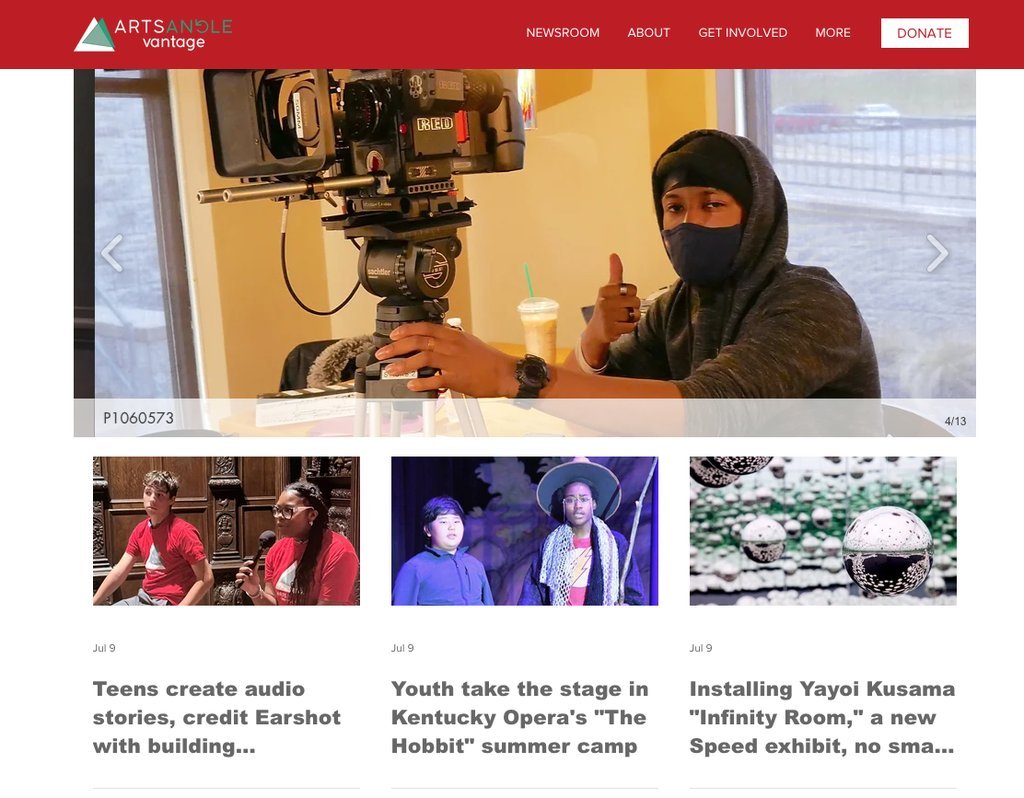 Screenshot of the Arts Journalism Trust website