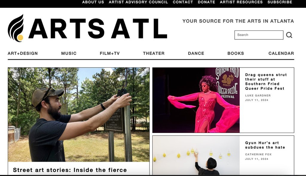 Screenshot of the ArtsATL website