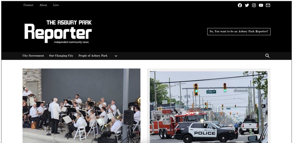 Screenshot of the Asbury Park Reporter website