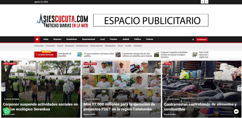 Screenshot of the Asi Es Cucuta website