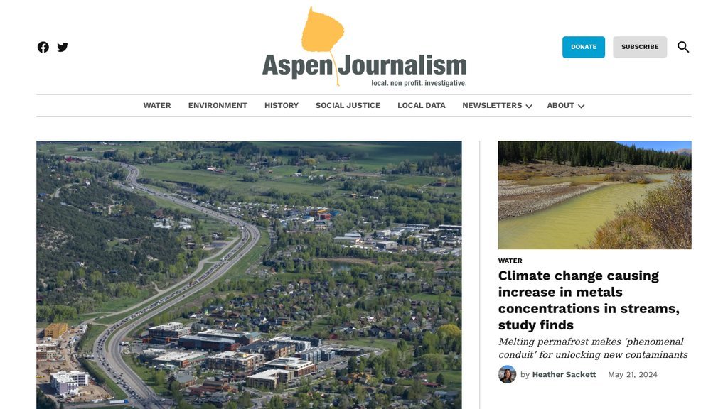 Screenshot of the Aspen Journalism website