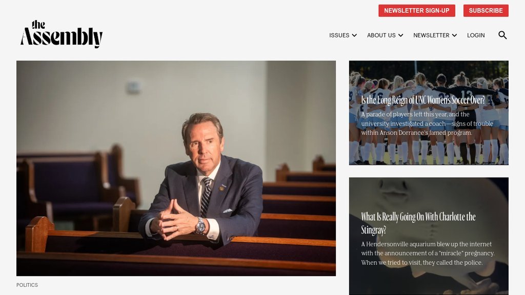 Screenshot of the Assembly, The website