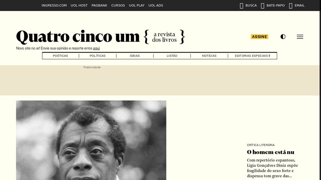 Screenshot of the Associação Quatro Cinco Um website