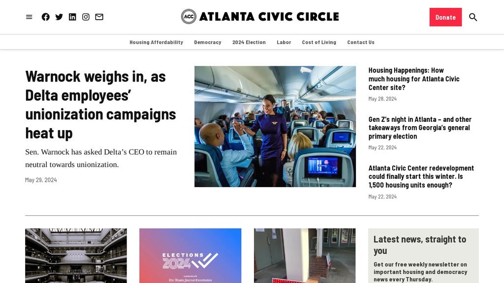 Screenshot of the Atlanta Civic Circle website