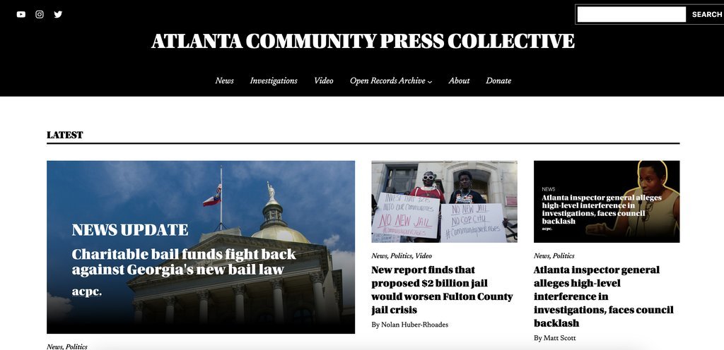 Screenshot of the Atlanta Community Press Collective website