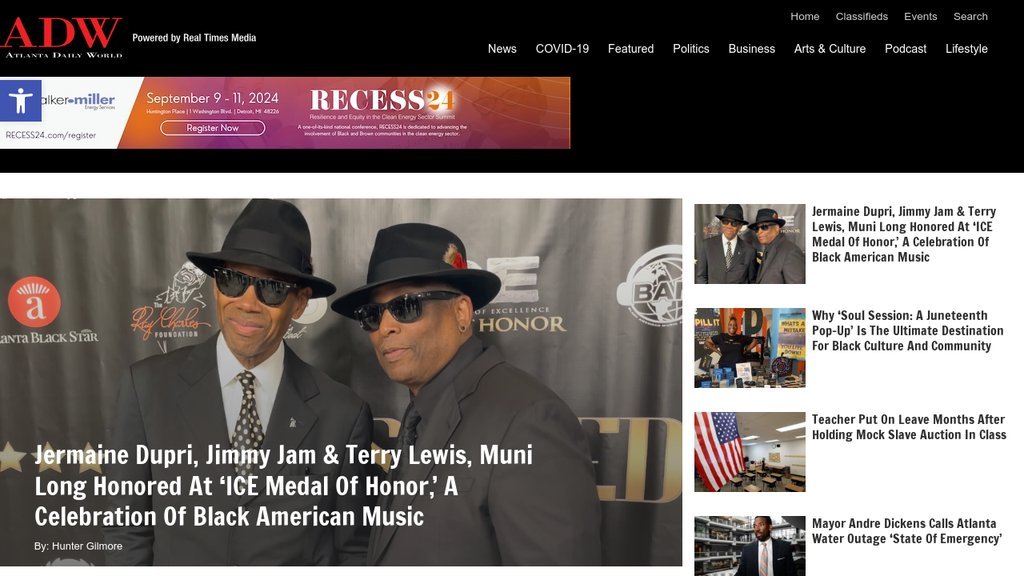 Screenshot of the Atlanta Daily World website