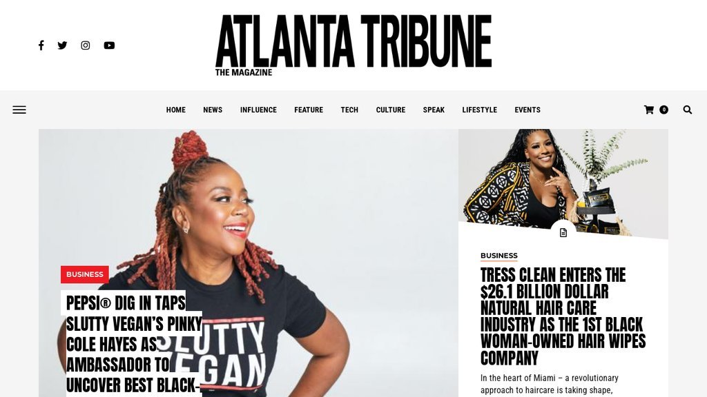 Screenshot of the Atlanta Tribune website