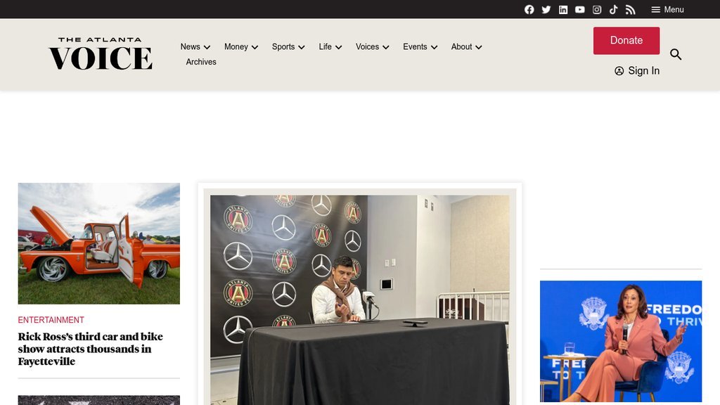 Screenshot of the Atlanta Voice, The website