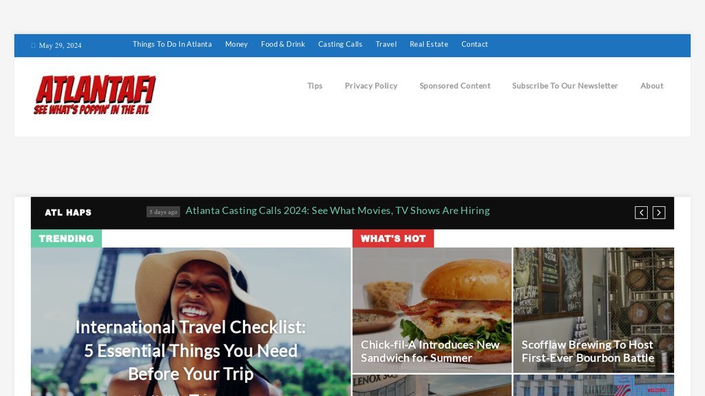 Screenshot of the Atlantafi.com website