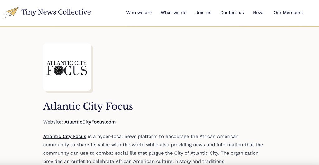 Screenshot of the Atlantic City Focus website