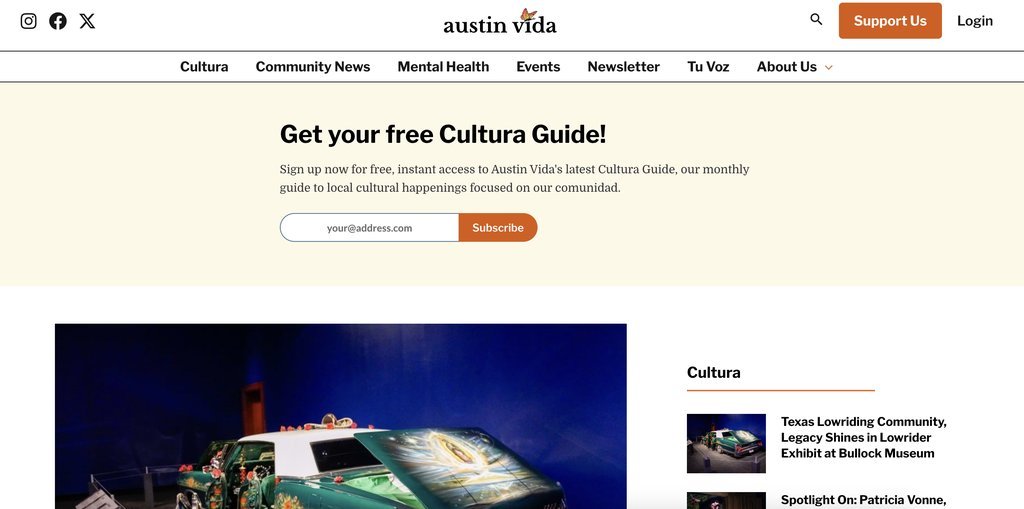 Screenshot of the Austin Vida website