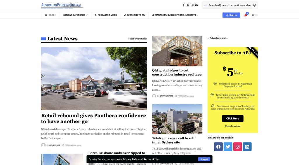 Screenshot of the Australian Property Journal website