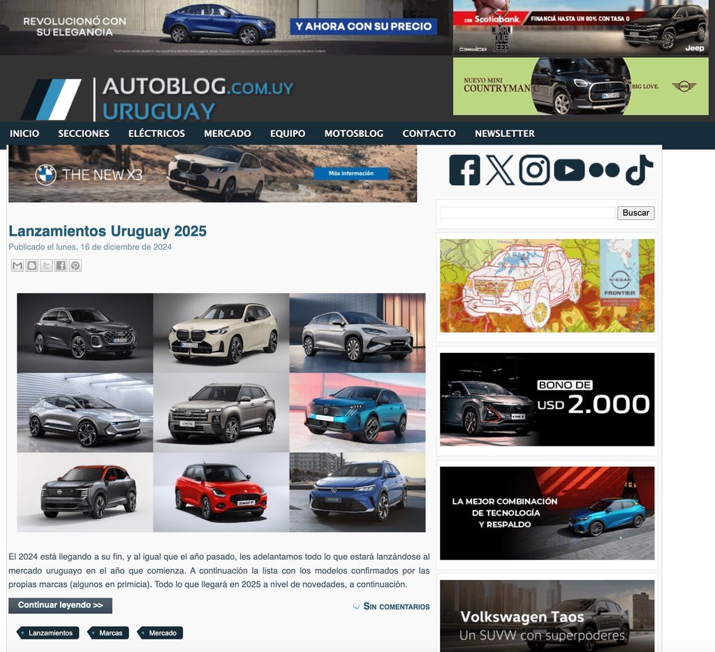 Screenshot of the Autoblog website