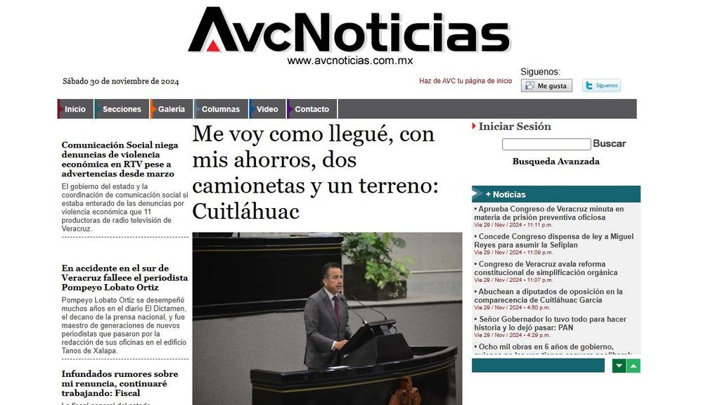 Screenshot of the Avc Noticias website