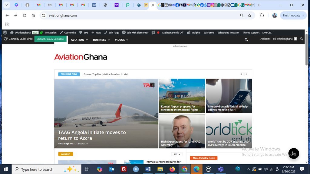 Screenshot of the AviationGhana website