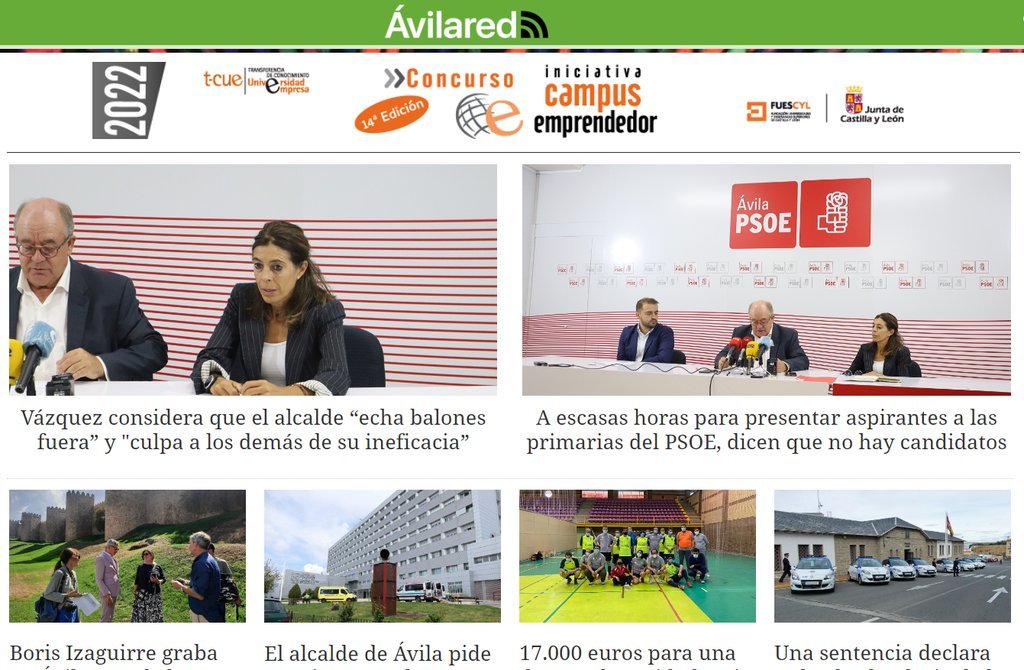 Screenshot of the Ávilared website