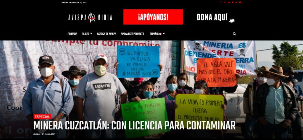 Screenshot of the Avispa Midia website