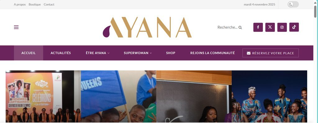 Screenshot of the Ayana Webzine website