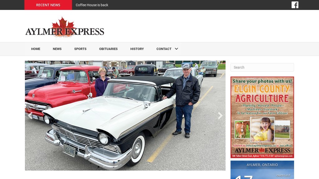 Screenshot of the Aylmer Express website