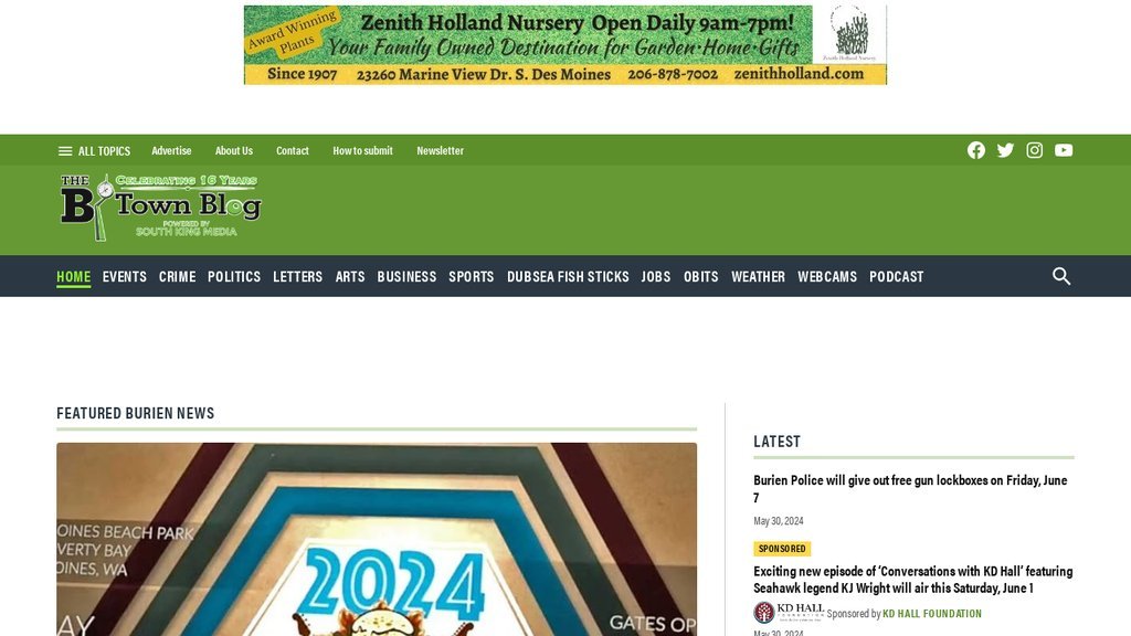 Screenshot of the B-Town Blog website