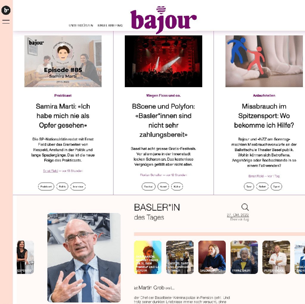 Screenshot of the Bajour website
