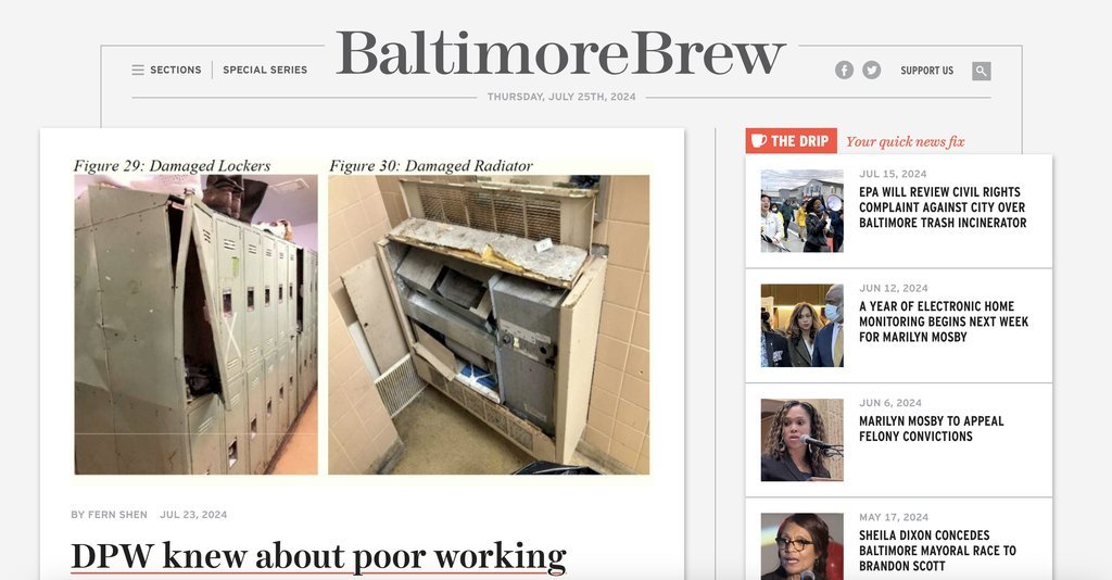 Screenshot of the Baltimore Brew website