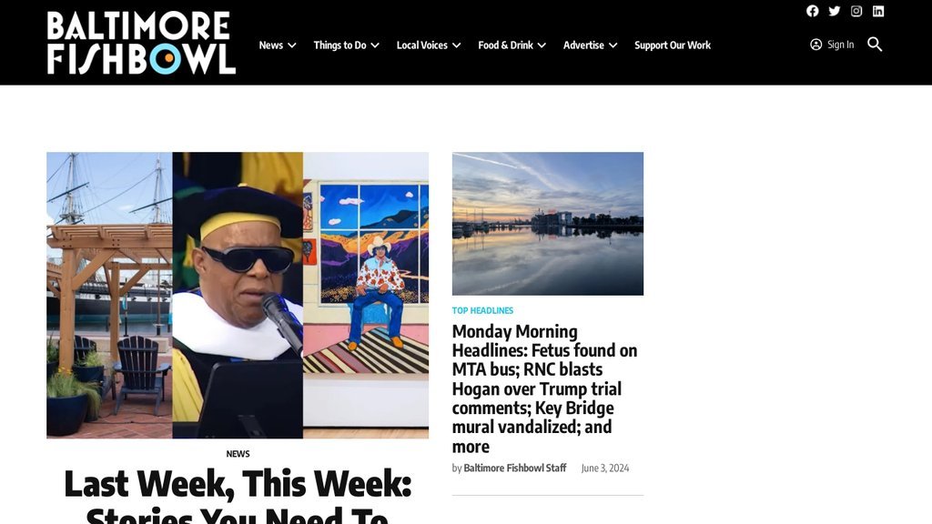Screenshot of the Baltimore Fishbowl website