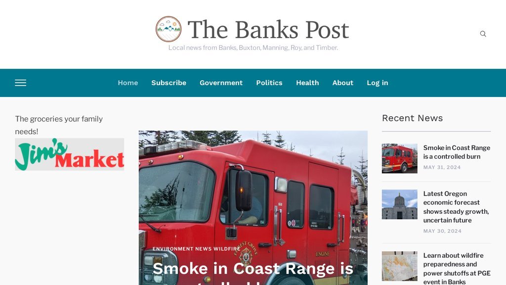 Screenshot of the Banks Post website