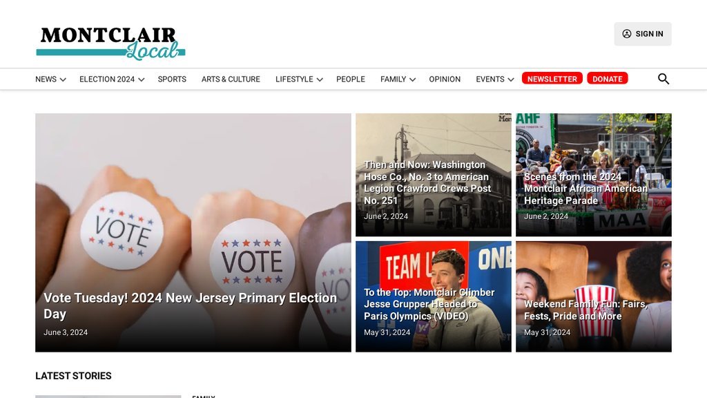 Screenshot of the Baristanet/ Montclair local website