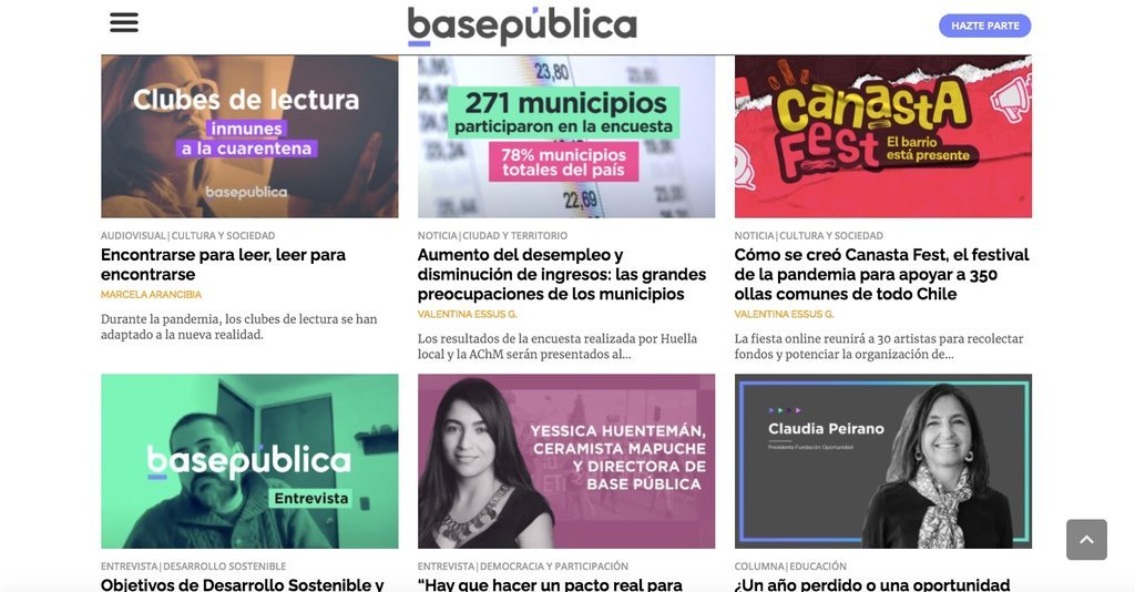 Screenshot of the Base Publica website