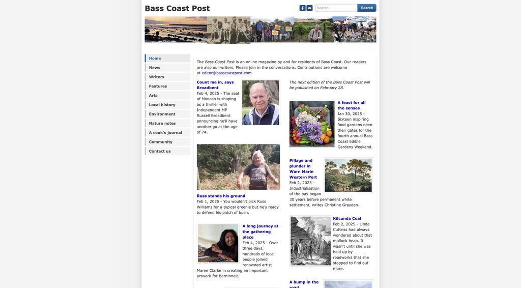 Screenshot of the Bass Coast Post website