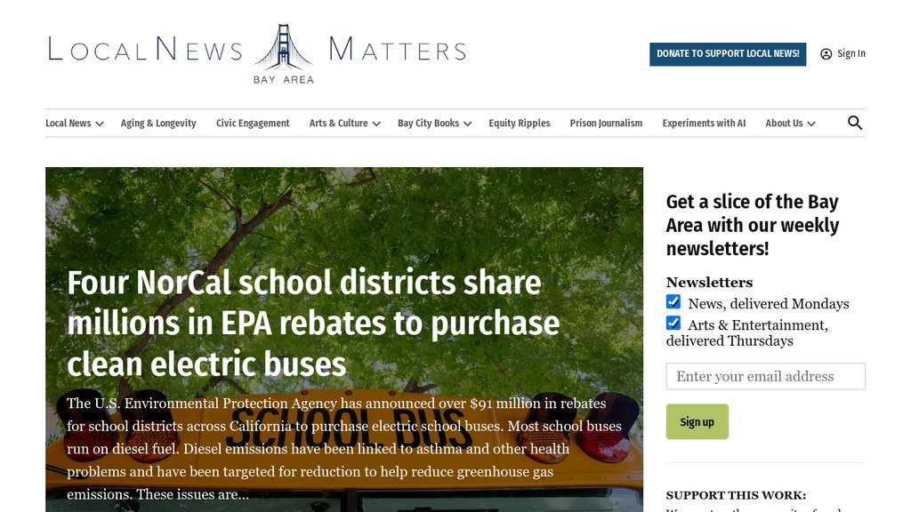 Screenshot of the Bay City News Foundation website