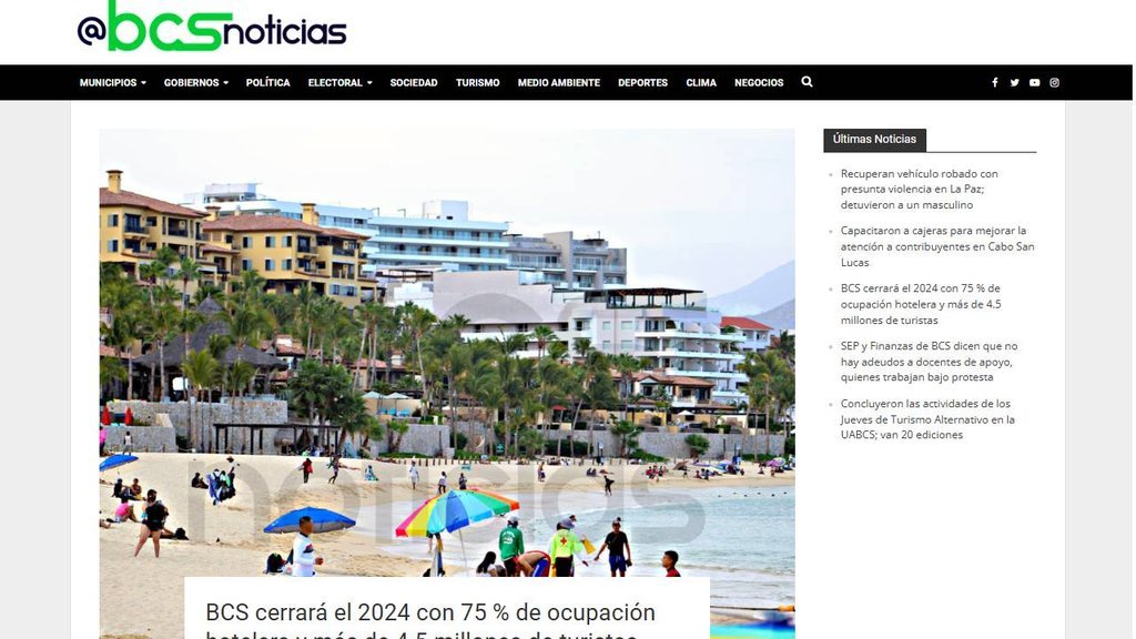 Screenshot of the Bcs Noticias website