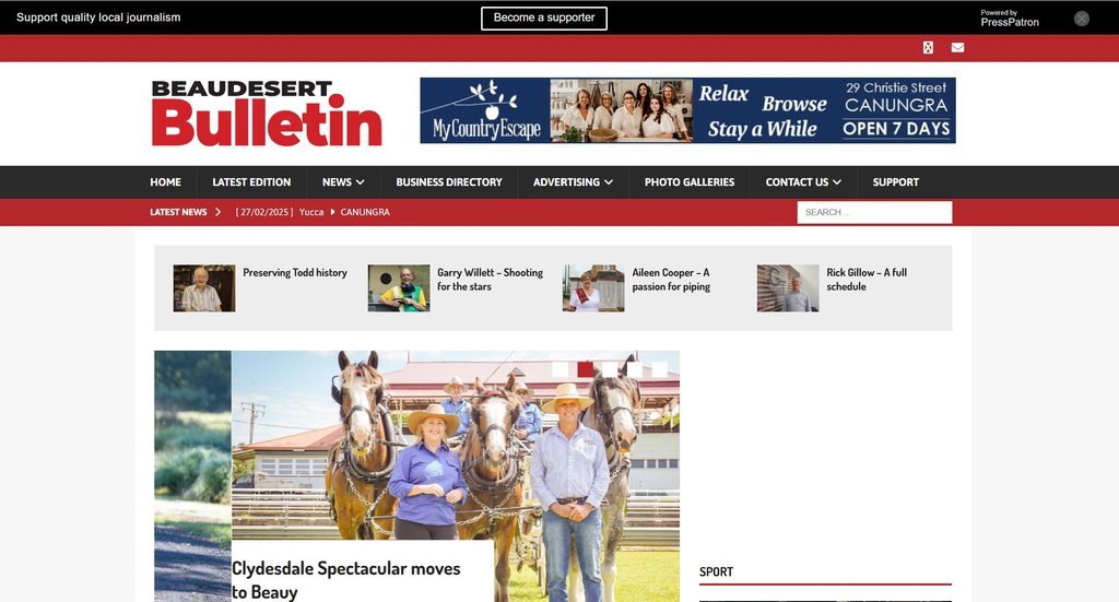 Screenshot of the Beaudesert Bulletin website