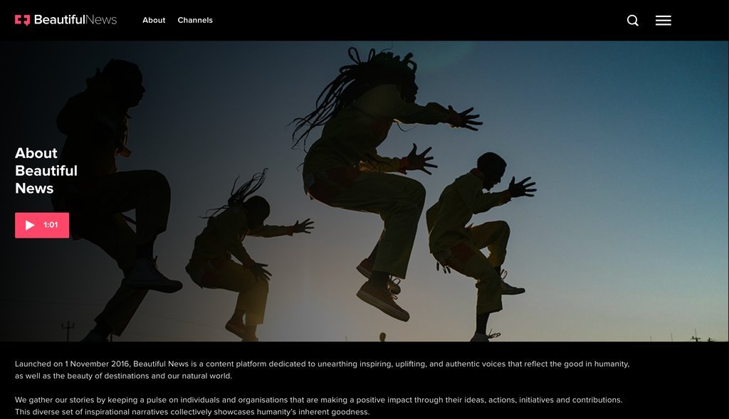 Screenshot of the Beautiful News website