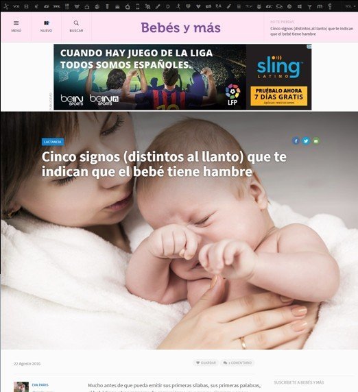 Screenshot of the Bebes Y Mas website