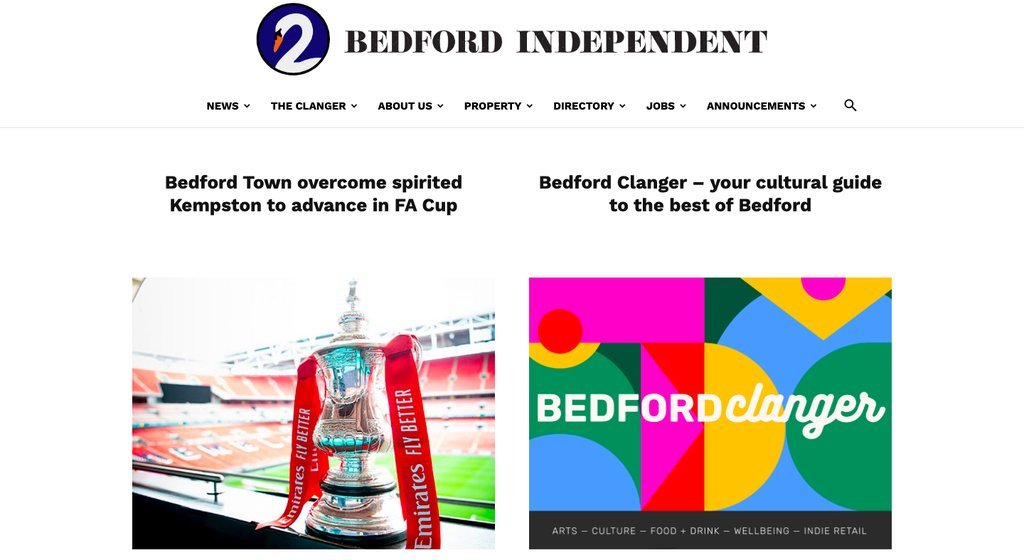 Screenshot of the Bedford Independent website