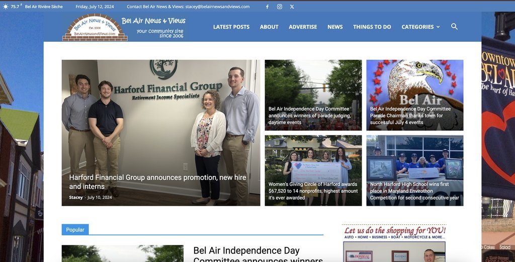 Screenshot of the Bel Air News and Views website