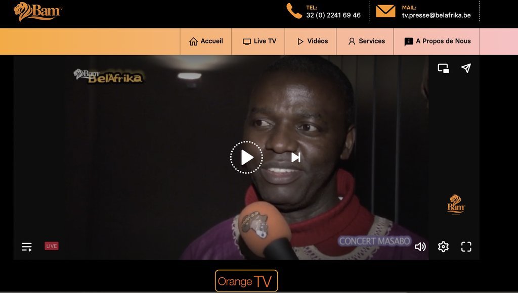 Screenshot of the Bel'Afrika Media TV website