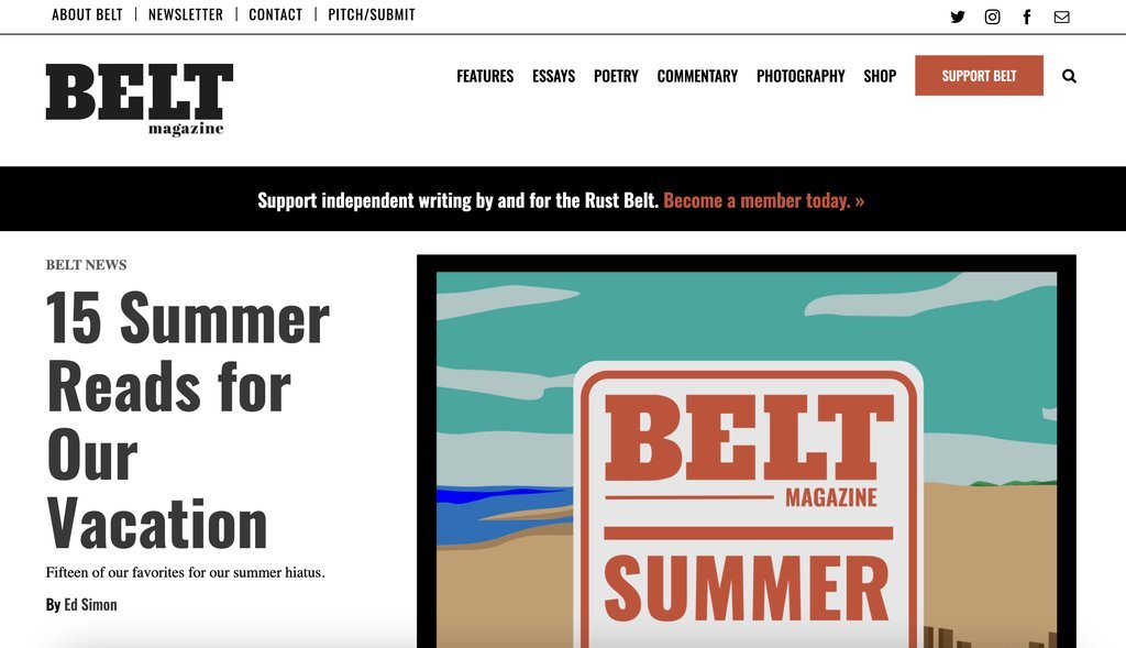 Screenshot of the Belt Magazine website