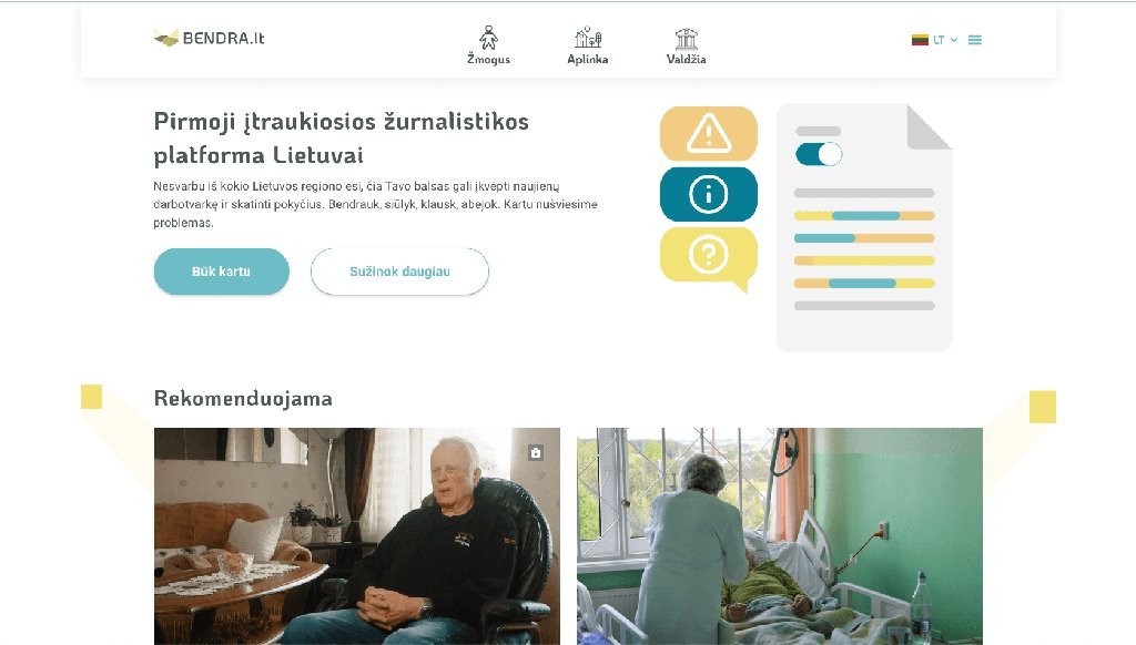Screenshot of the Bendra.lt website