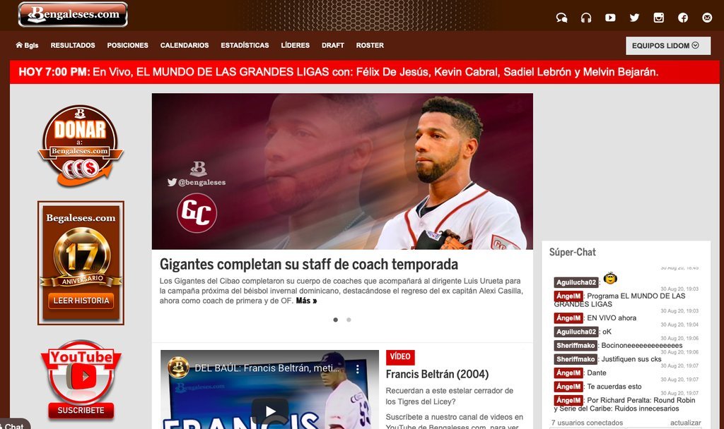 Screenshot of the Bengaleses website