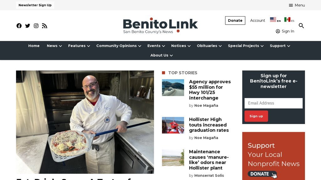 Screenshot of the BenitoLink website